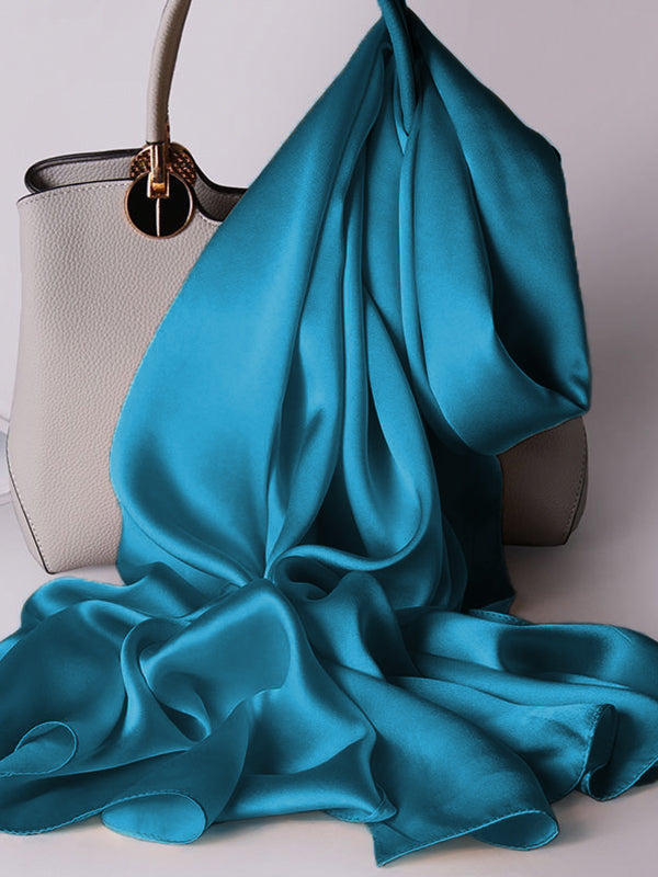 SilkSilky-CA Pure Silk Scarf Teal 001