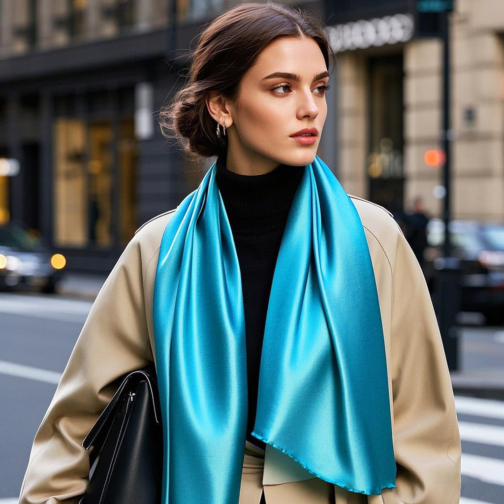 SilkSilky-CA Pure Silk Scarf Teal 003