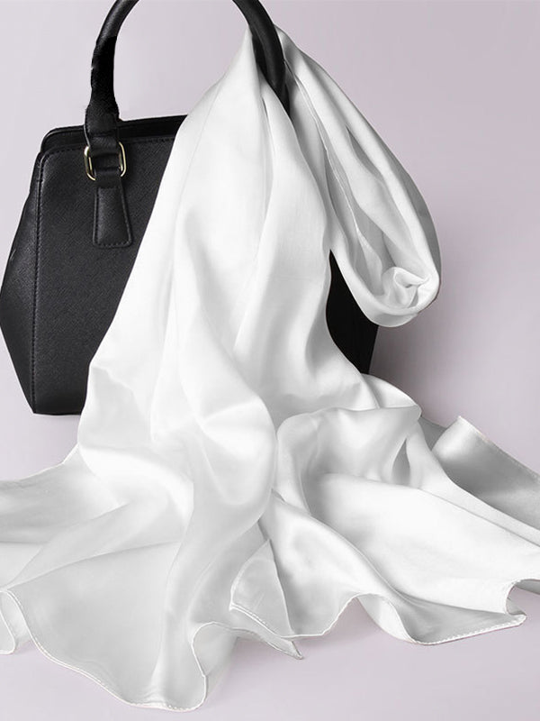 SilkSilky-CA Pure Silk Scarf White 001
