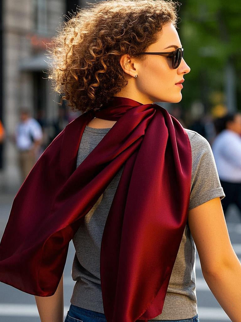 SilkSilky-CA Pure Silk Scarf Wine 001