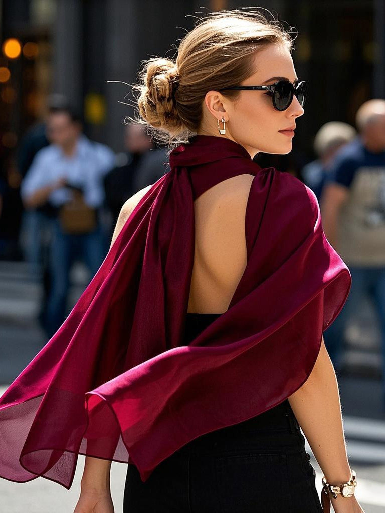 SilkSilky-CA Pure Silk Scarf Wine 002