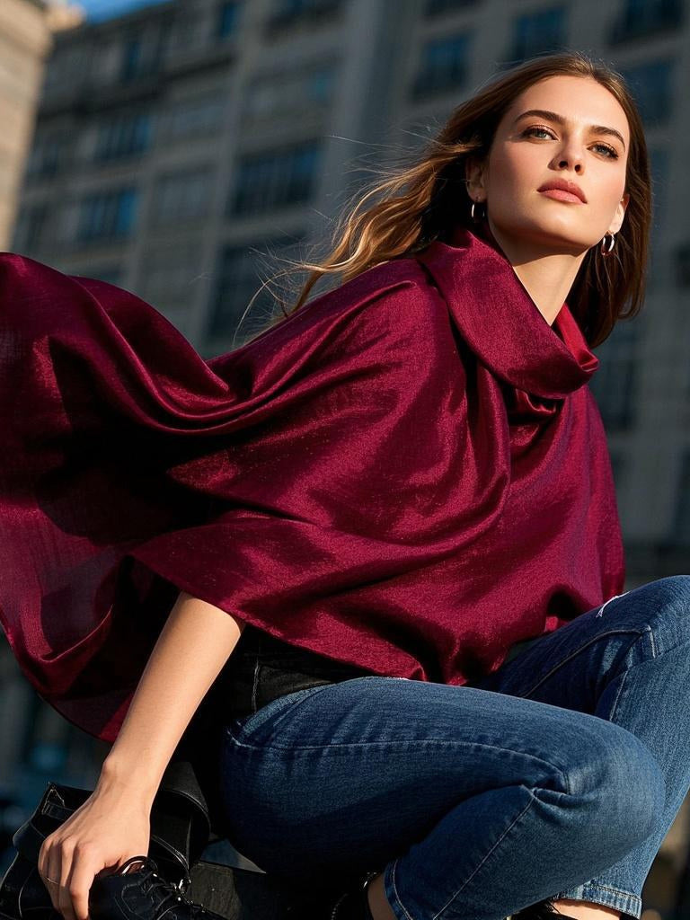SilkSilky-CA Pure Silk Scarf Wine 003