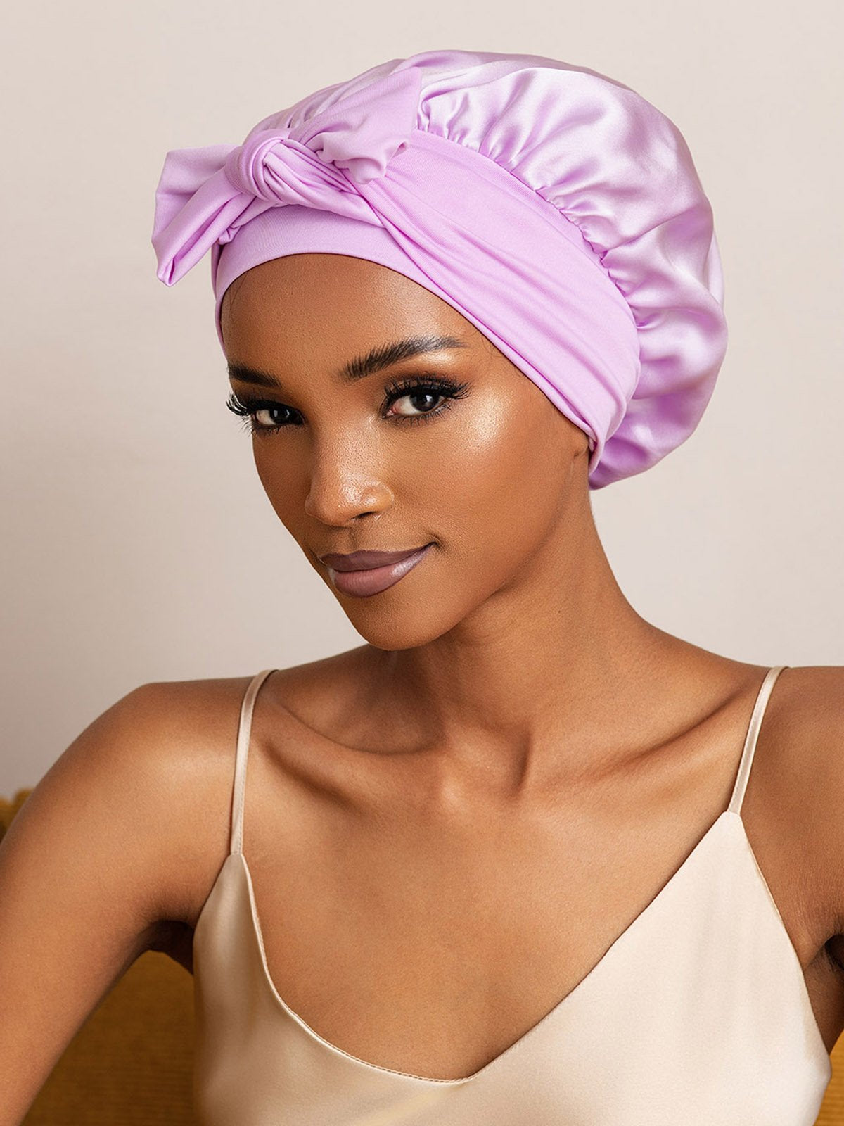 SilkSilky-CA Pure Silk Sleep Cap Lavender 006