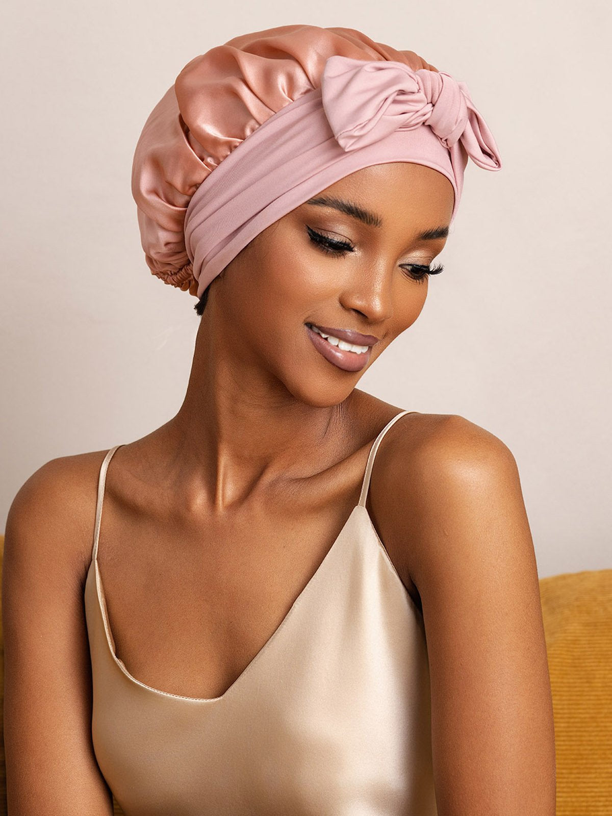 SilkSilky-CA Pure Silk Sleep Cap Pink 004