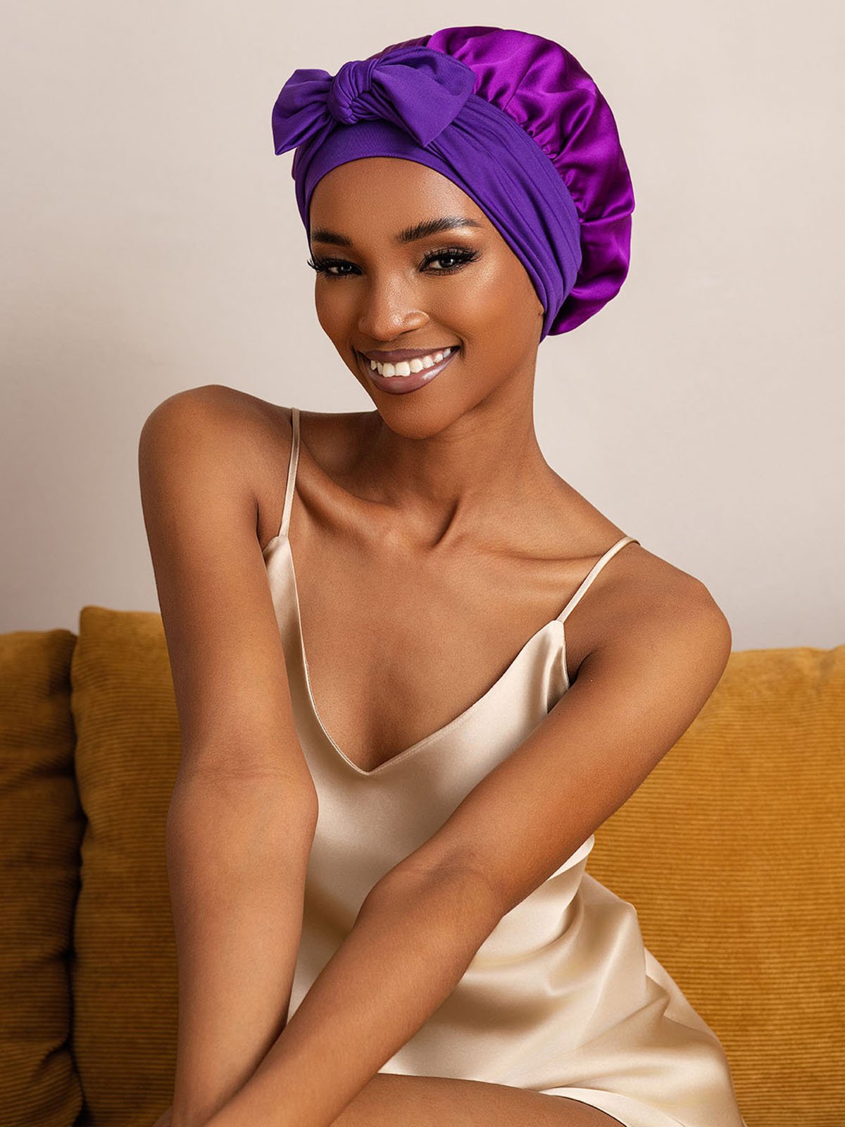 SilkSilky-CA Pure Silk Sleep Cap Purple 004