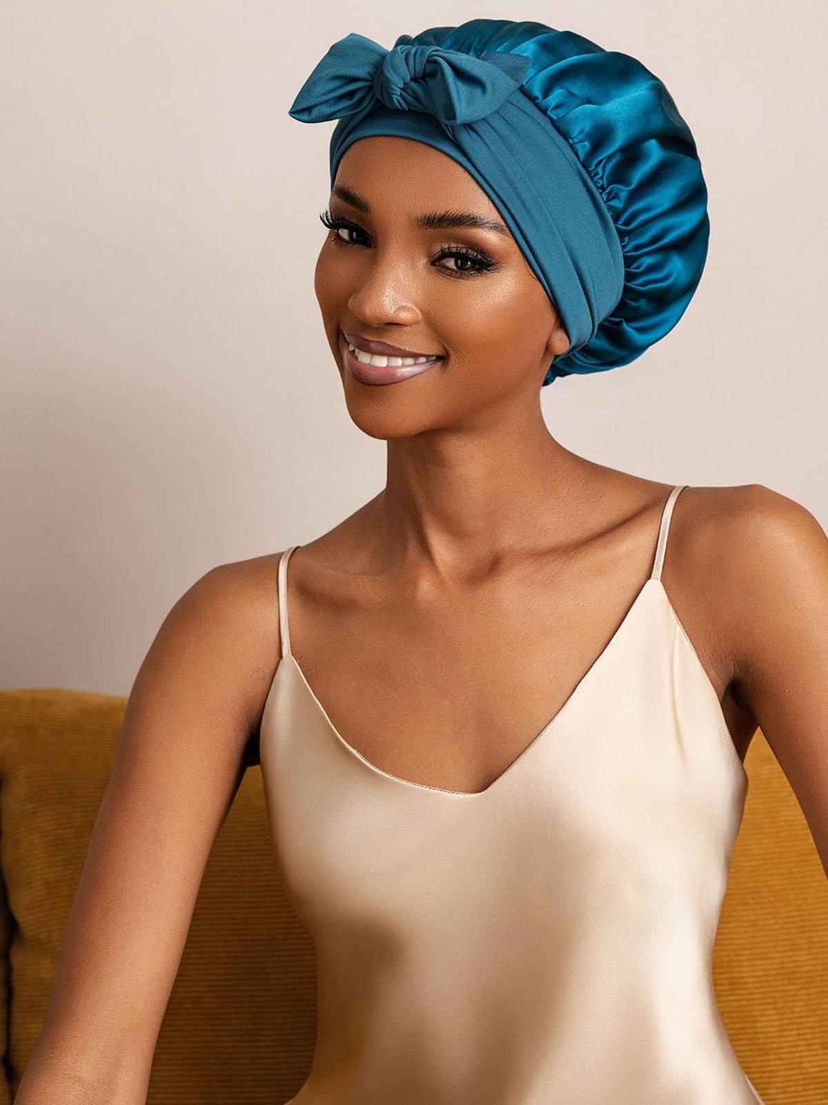 SilkSilky-CA Pure Silk Sleep Cap Teal 002