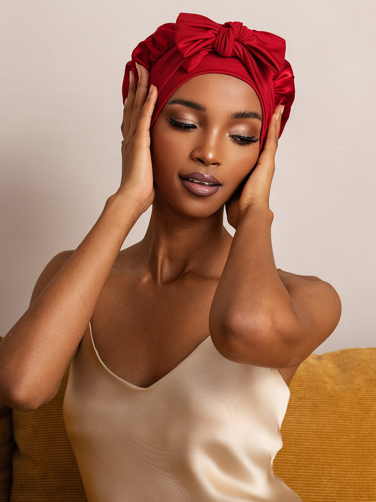 SilkSilky-CA Pure Silk Sleep Cap Wine 005