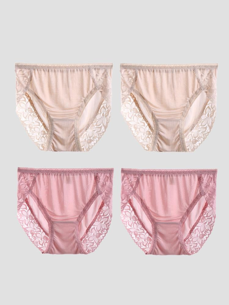 SilkSilky-CA Silk Knitted Panty Beige+Pink 003