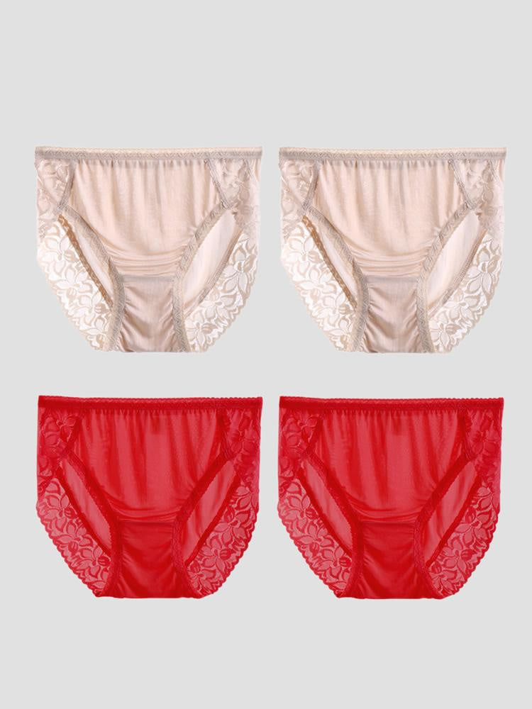 SilkSilky-CA Silk Knitted Panty Beige+Red 003