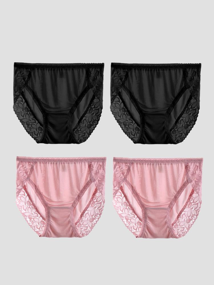 SilkSilky-CA Silk Knitted Panty Black+Pink 003