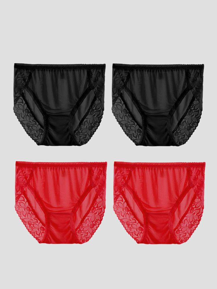 SilkSilky-CA Silk Knitted Panty Black+Red 002