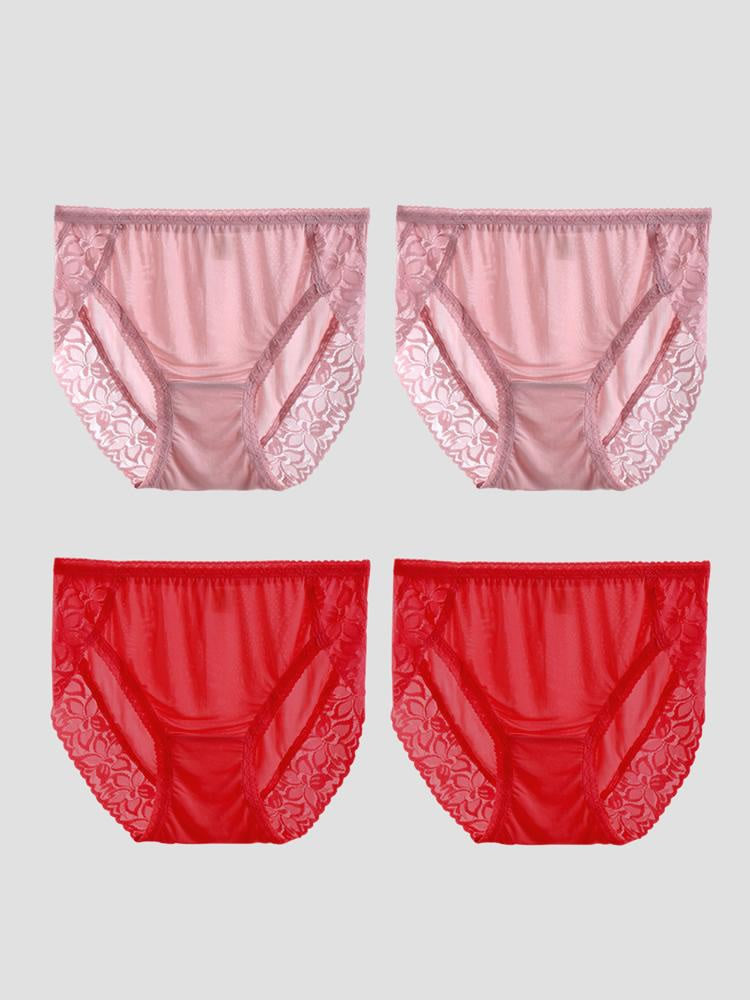 SilkSilky-CA Silk Knitted Panty Pink+Red 003