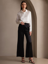 [White] SilkSilky-CA Long Sleeve Lapel Collar Women's Shirt 008