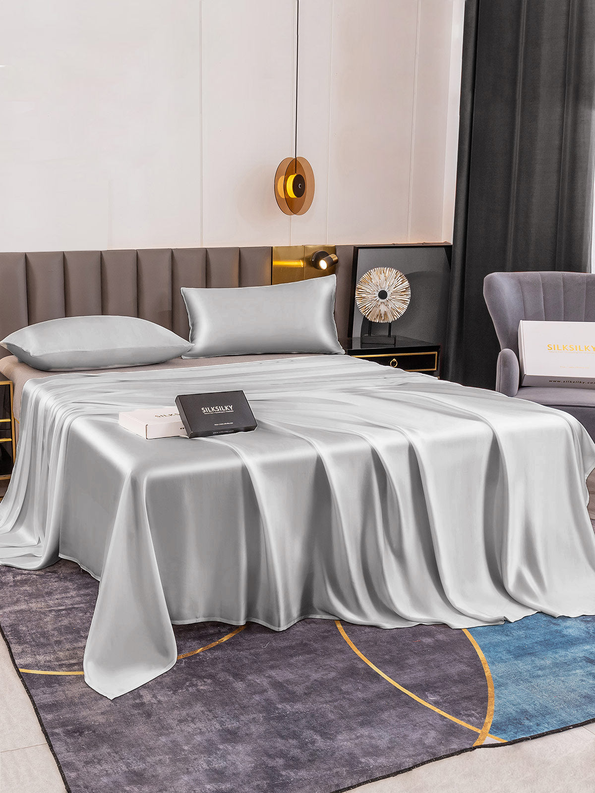 [Silver] SilkSilky-CA 19Momme Pure Silk Bedding Set 003