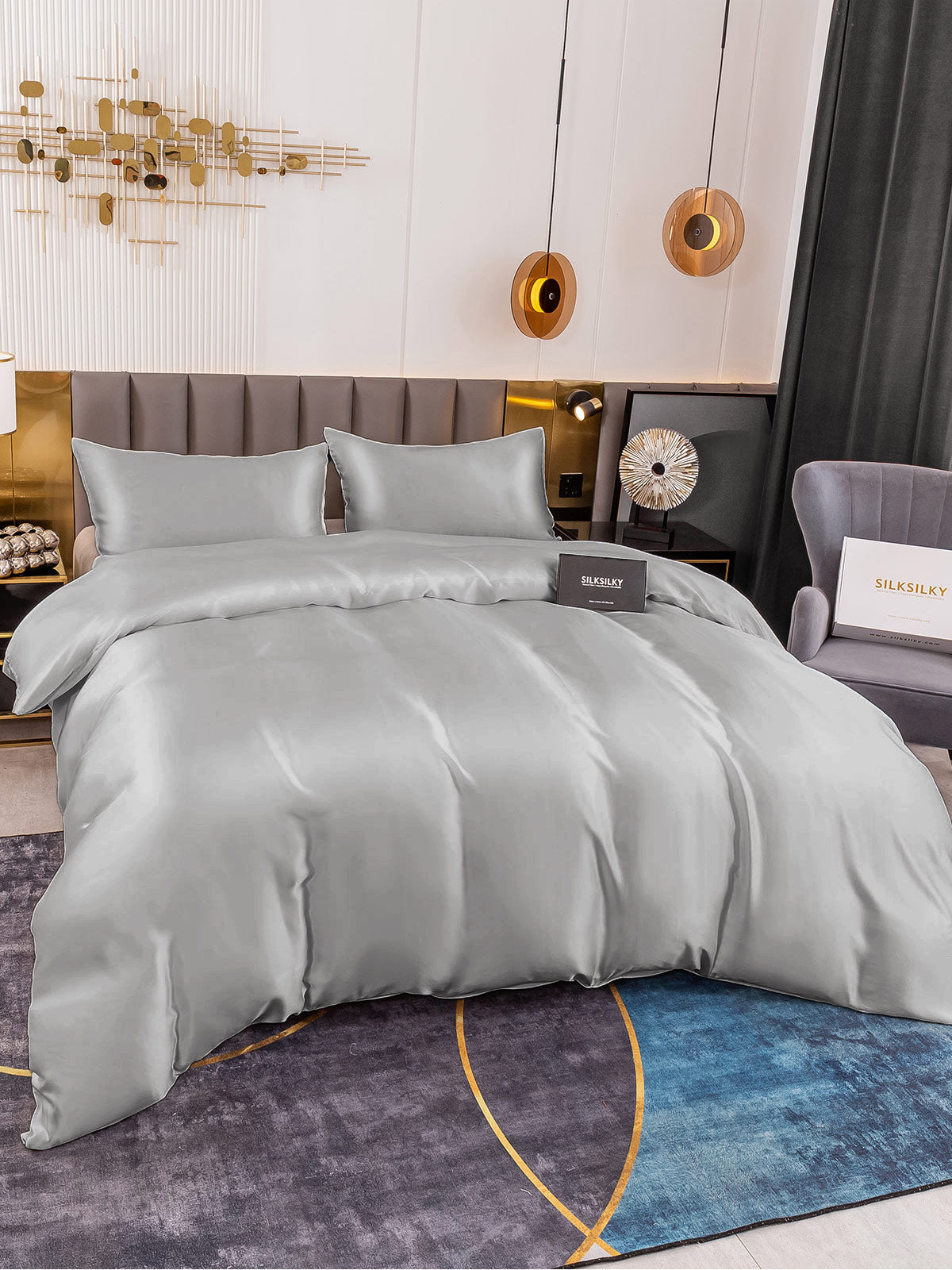 [Silver] SilkSilky-CA 19Momme Pure Silk Bedding Set 003
