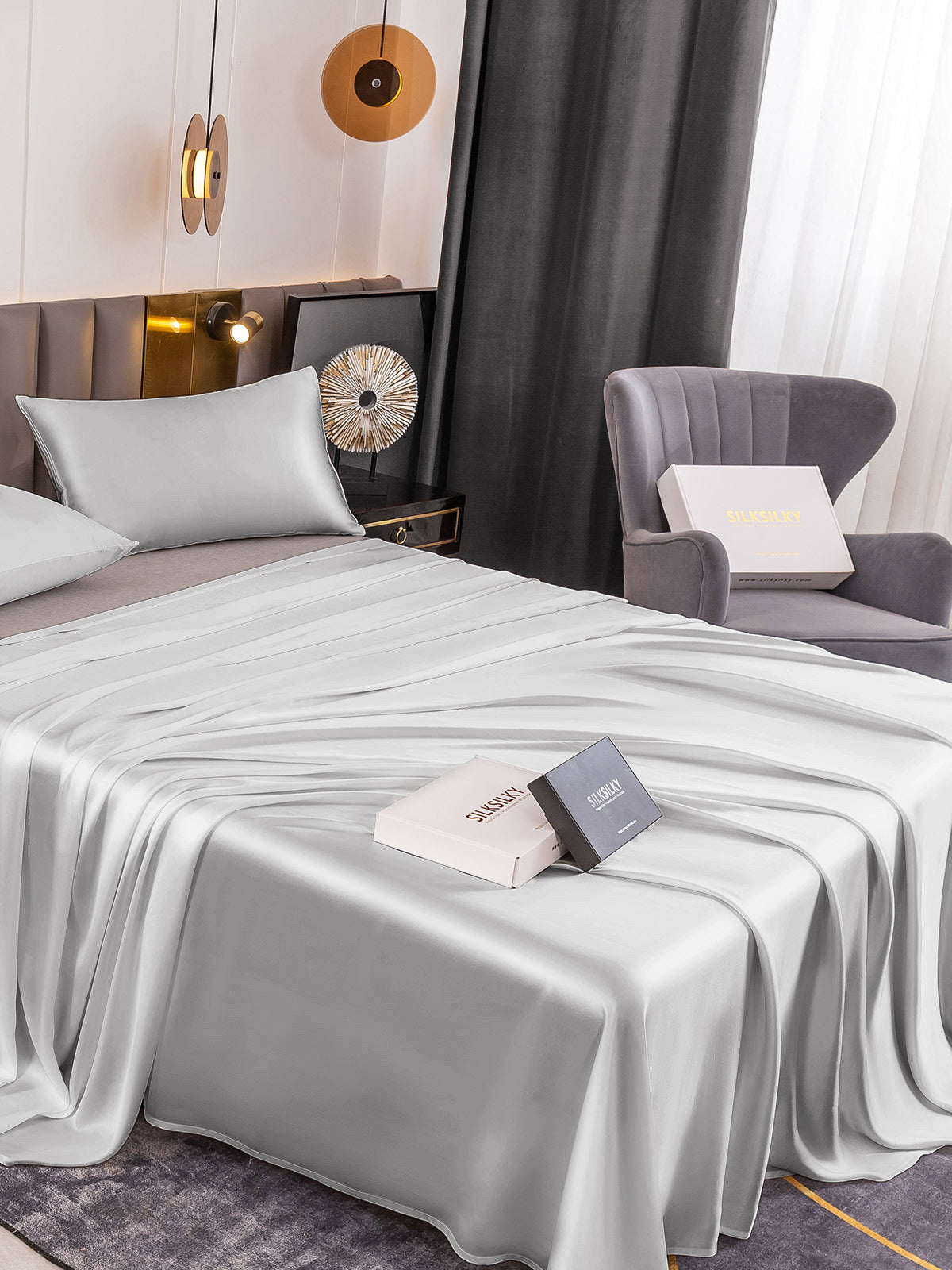 [Silver] SilkSilky-CA 19Momme Pure Silk Bedding Set 004