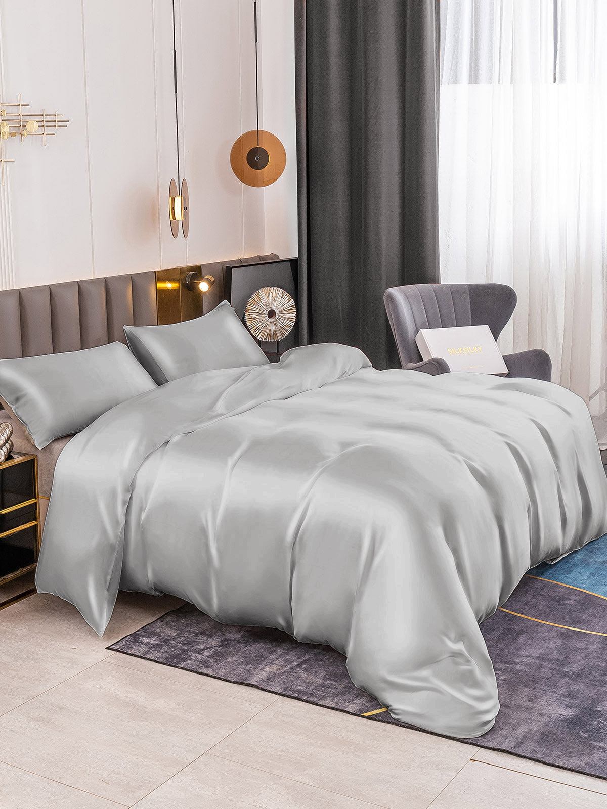 [Silver] SilkSilky-CA 19Momme Pure Silk Bedding Set 004