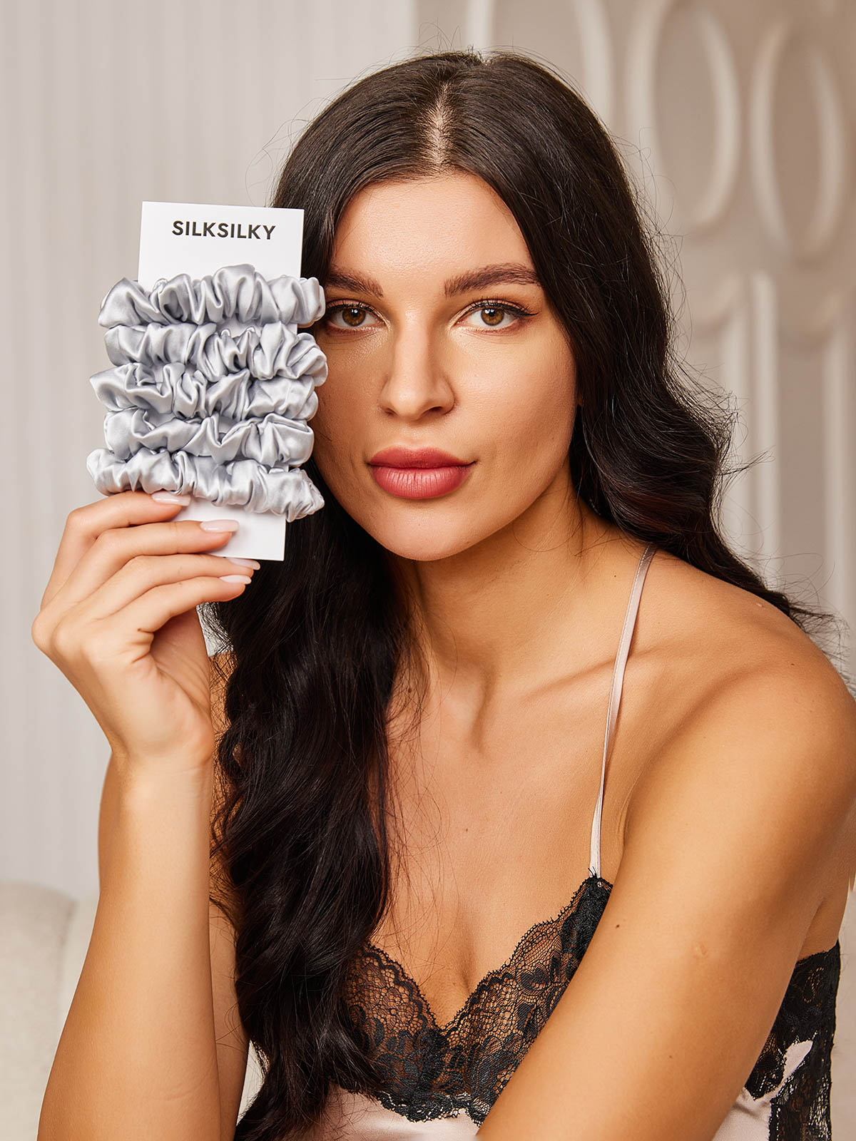 [Silver] SilkSilky-CA 19Momme Pure Silk Scrunchie 001