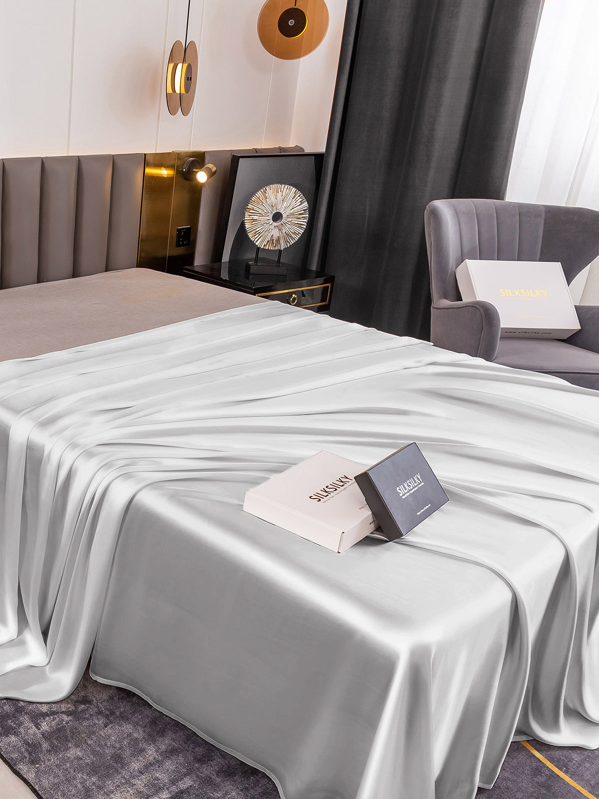 [Silver] SilkSilky-CA 19Momme Pure Silk Sheet 001