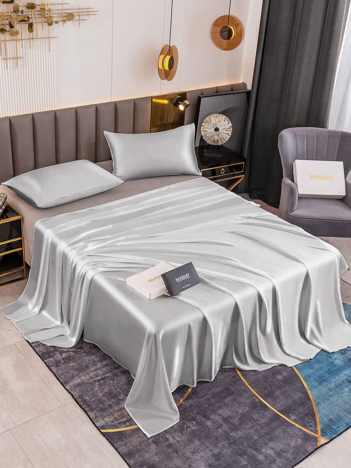 [Silver] SilkSilky-CA 19Momme Pure Silk Sheet 001