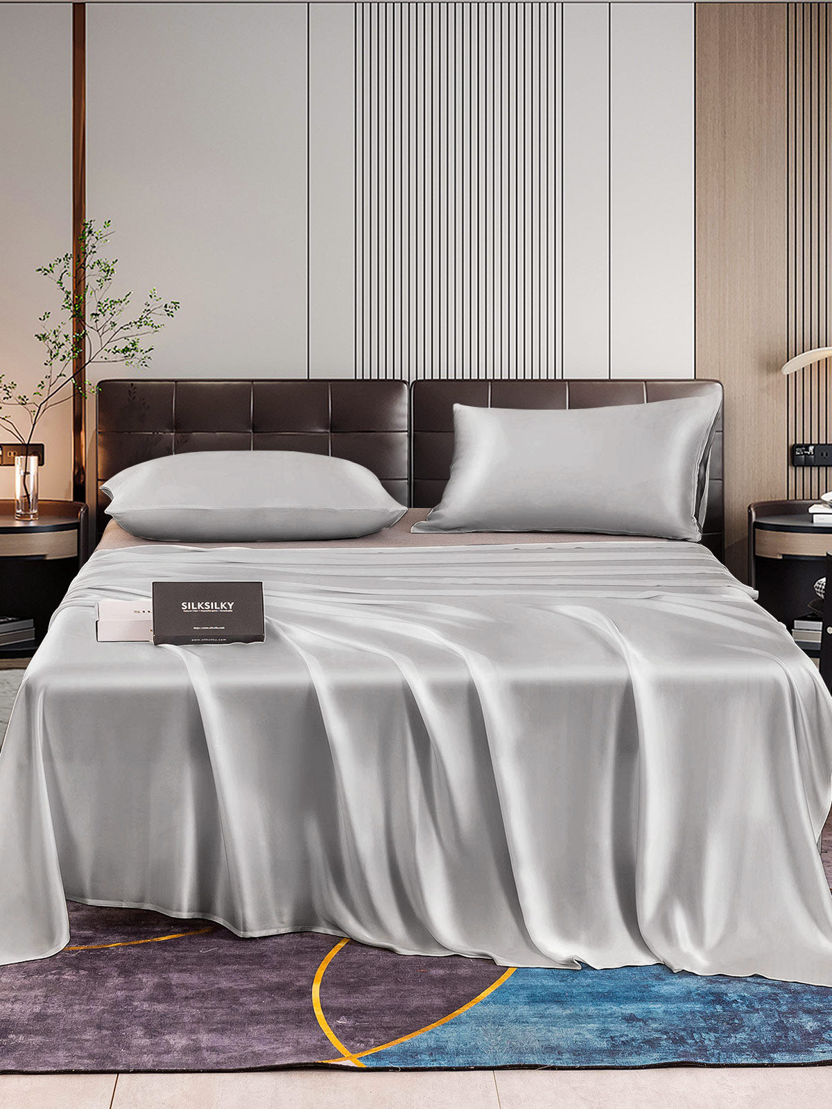 [Silver] SilkSilky-CA 22Momme Pure Silk Bedding Set 001