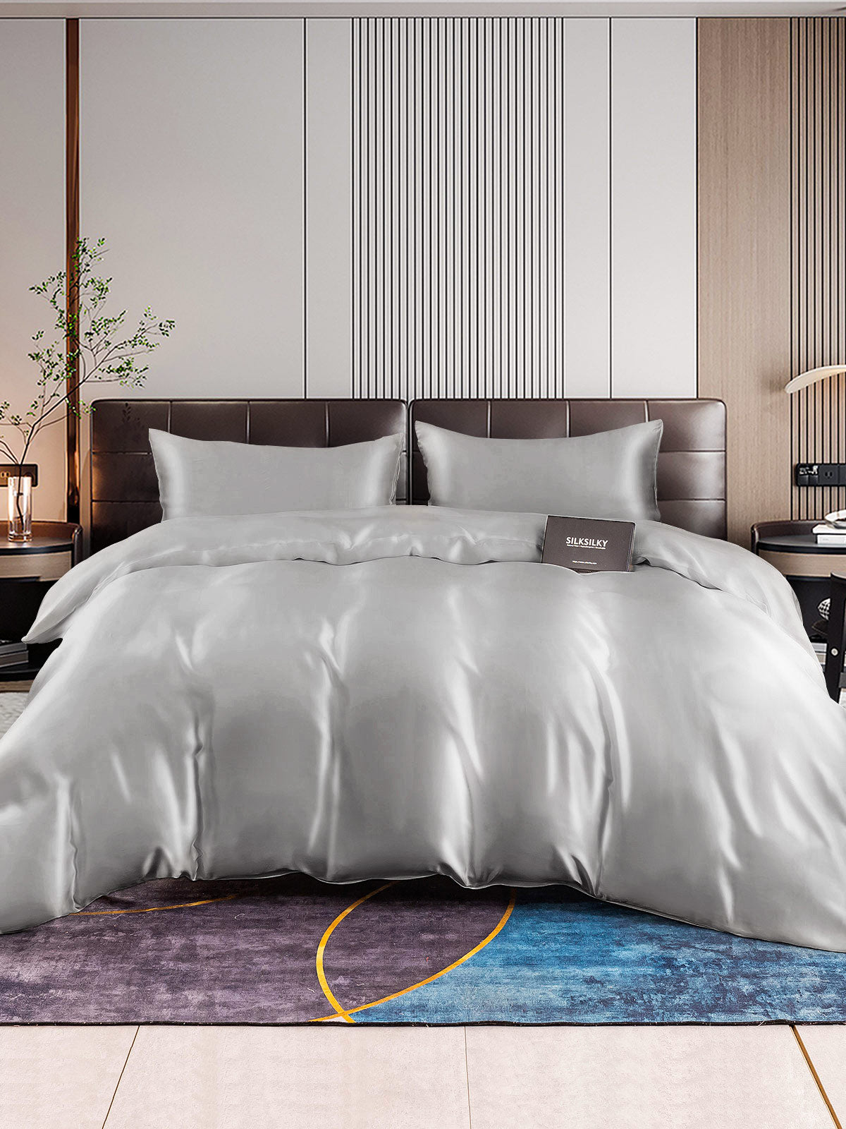 [Silver] SilkSilky-CA 22Momme Pure Silk Bedding Set 001