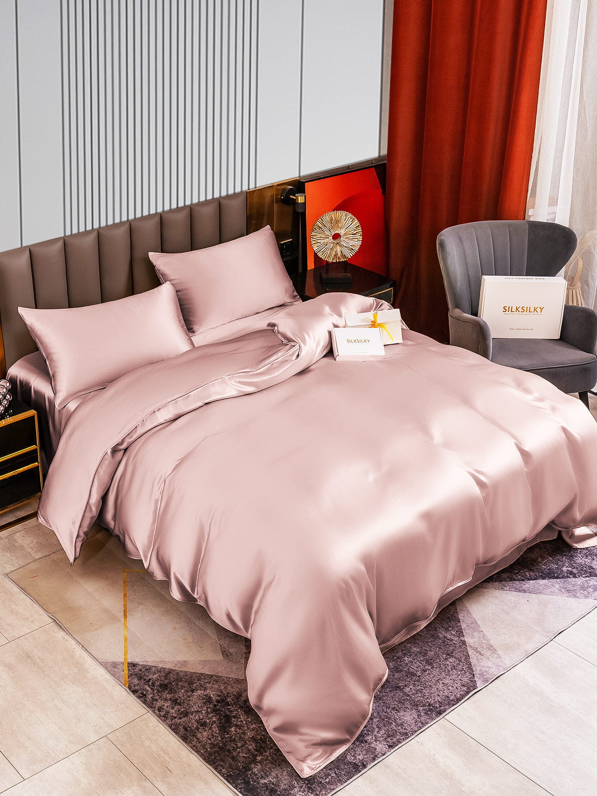 [Silver] SilkSilky-CA 22Momme Pure Silk Bedding Set 002