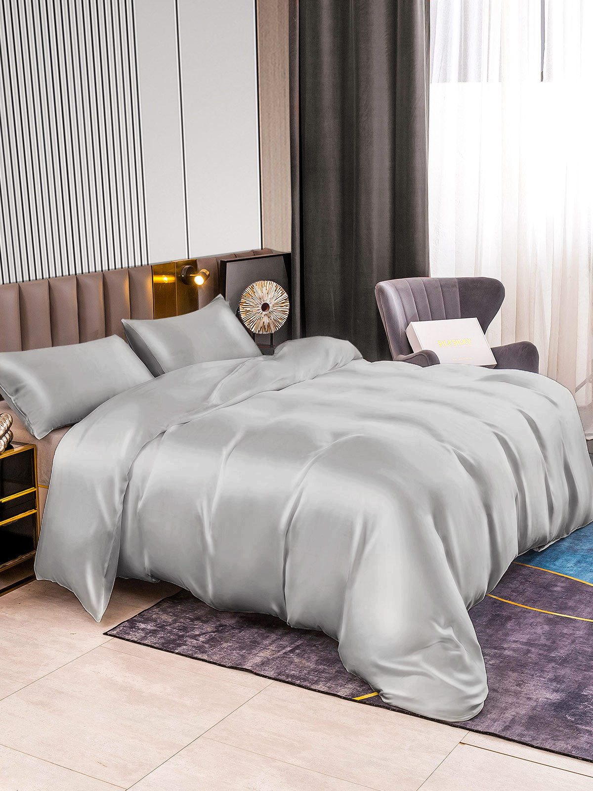 [Silver] SilkSilky-CA 22Momme Pure Silk Bedding Set 002