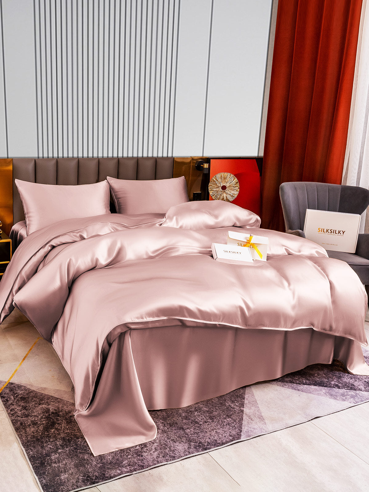 [Silver] SilkSilky-CA 22Momme Pure Silk Bedding Set 003