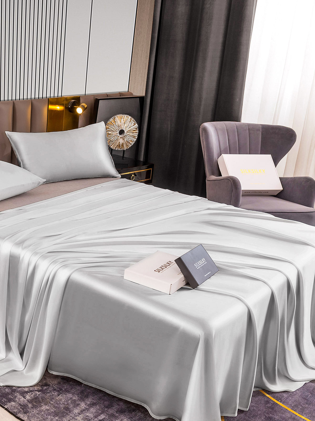[Silver] SilkSilky-CA 22Momme Pure Silk Bedding Set 004
