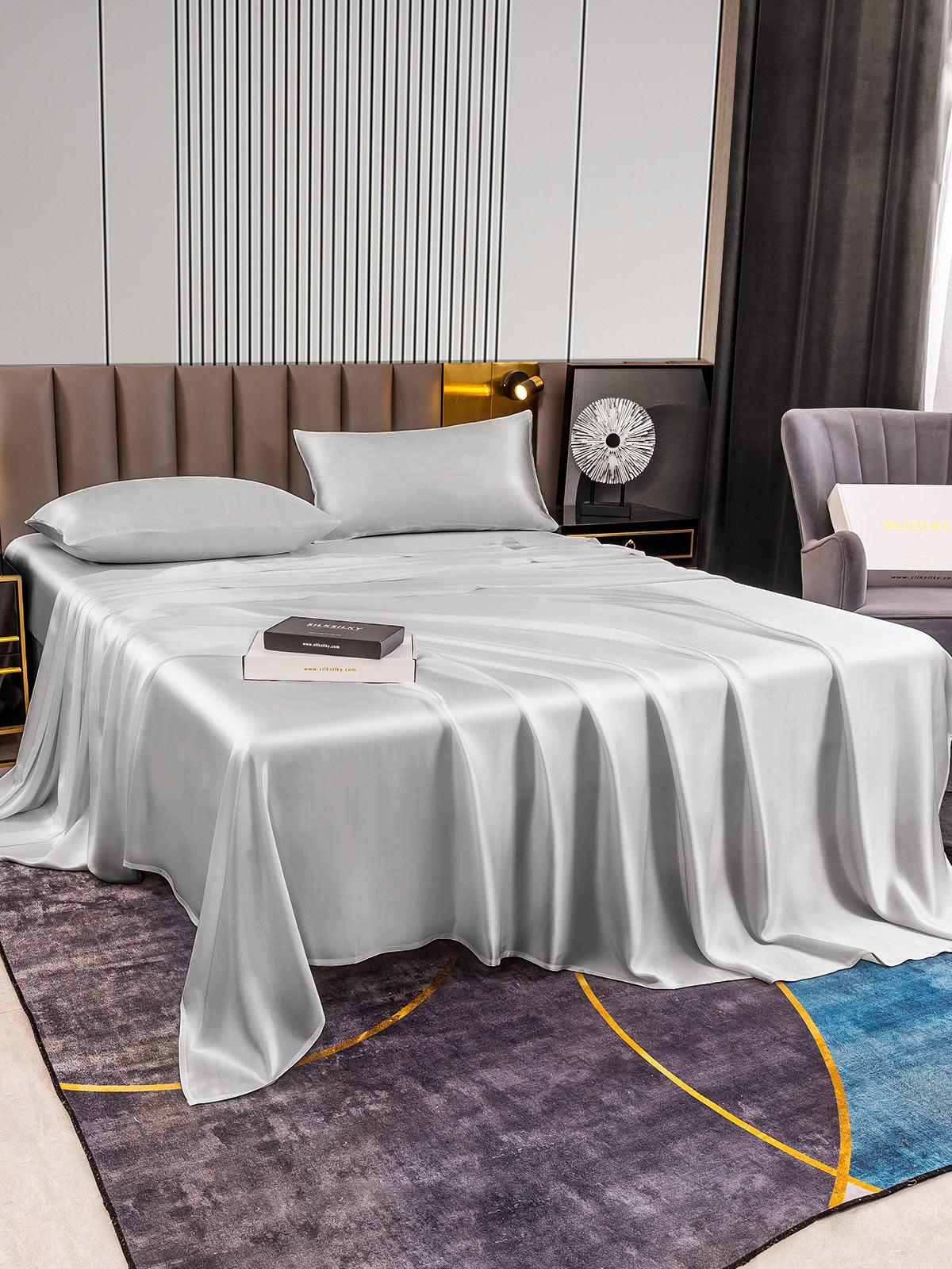 [Silver] SilkSilky-CA 22Momme Pure Silk Bedding Set 005