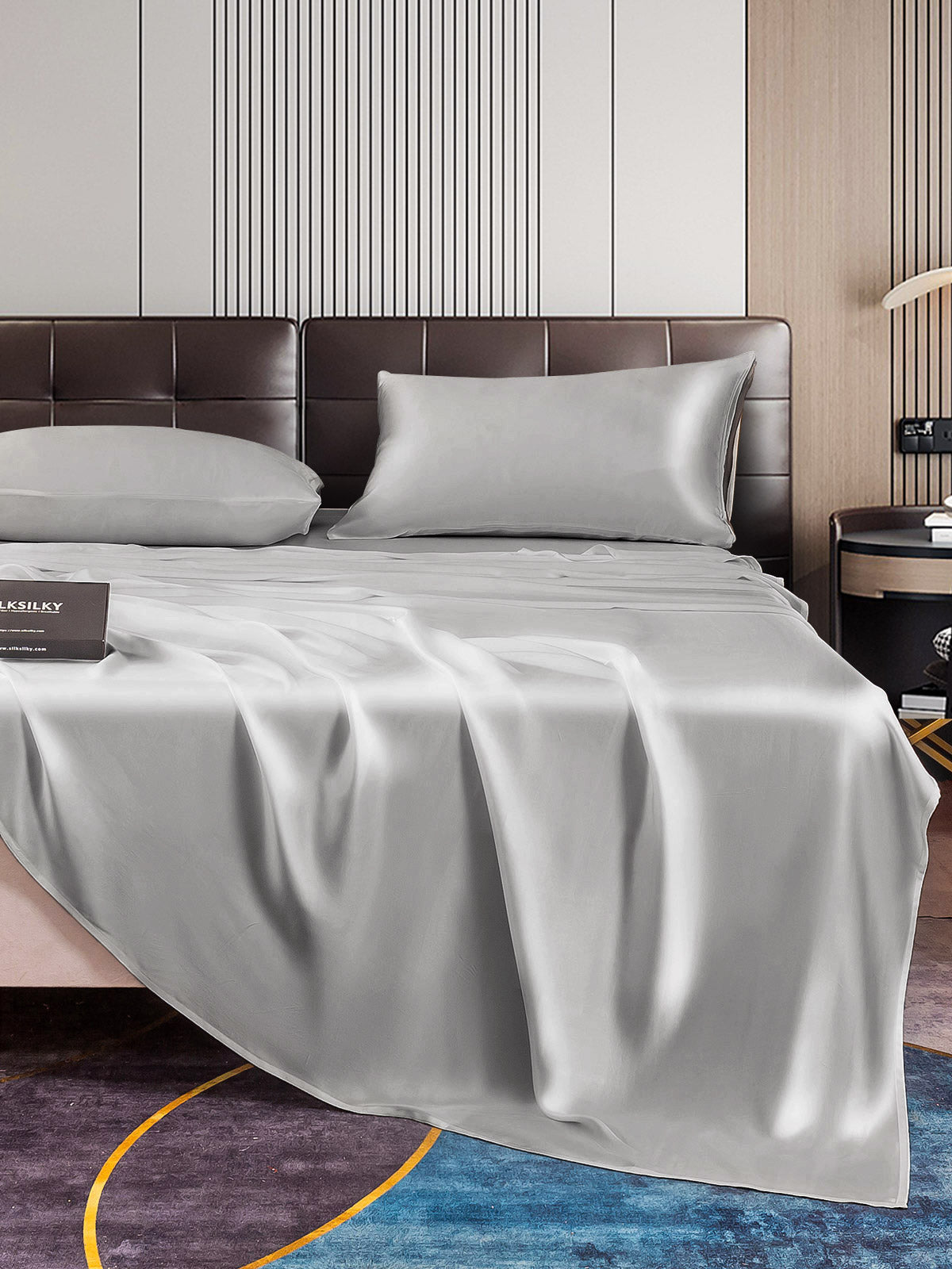 [Silver] SilkSilky-CA 22Momme Pure Silk Bedding Set 006