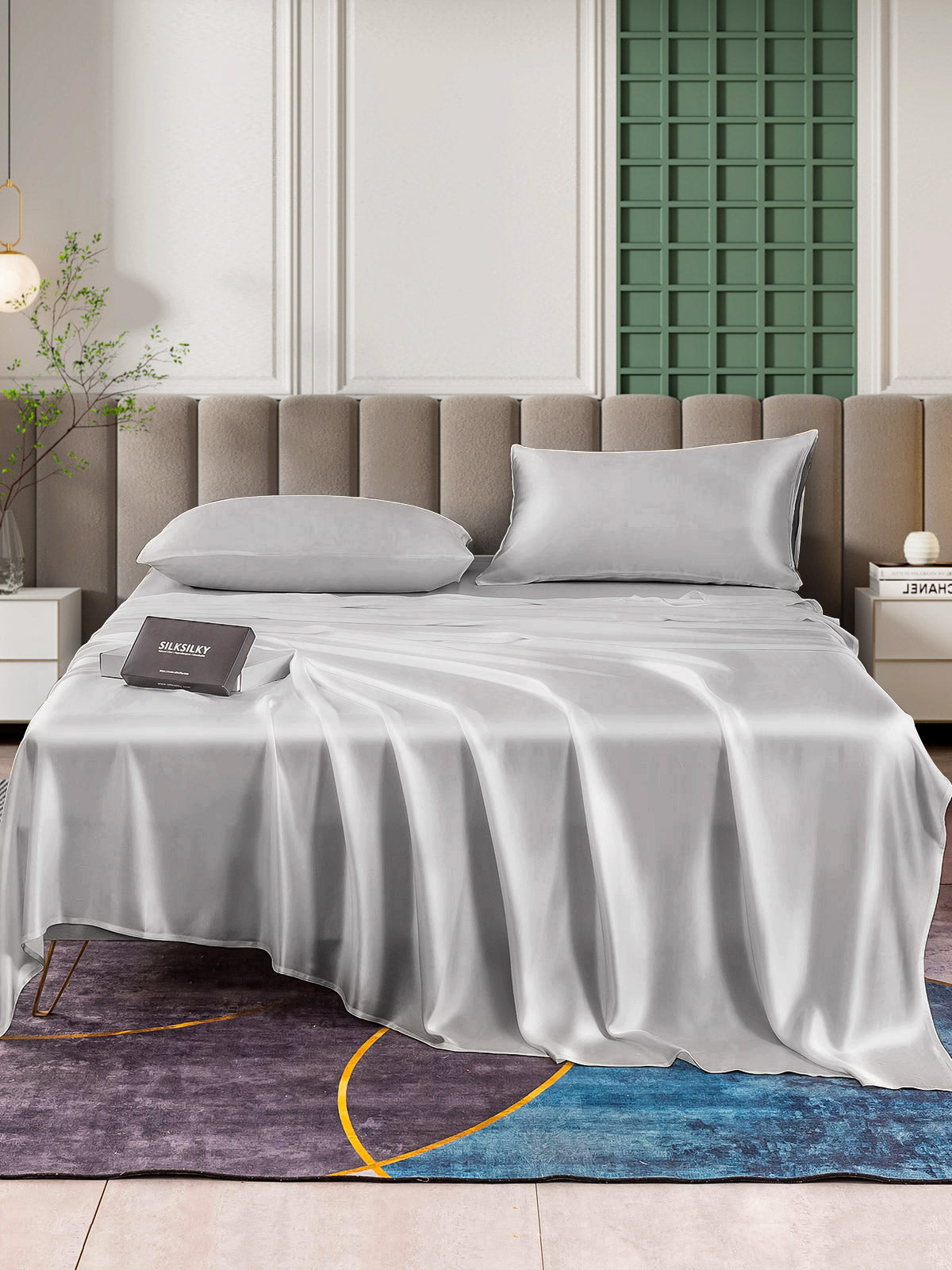 [Silver] SilkSilky-CA 25Momme Pure Silk Bedding Set 001