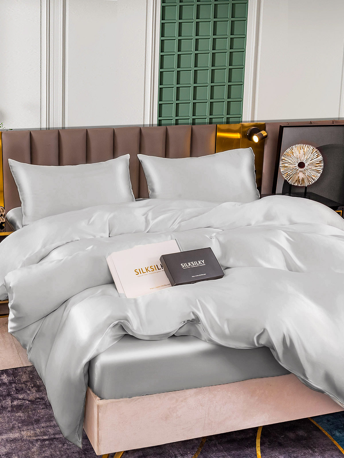 [Silver] SilkSilky-CA 25Momme Pure Silk Bedding Set 002