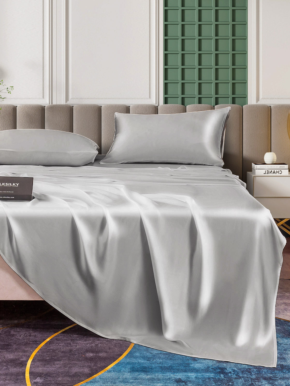 [Silver] SilkSilky-CA 25Momme Pure Silk Bedding Set 006