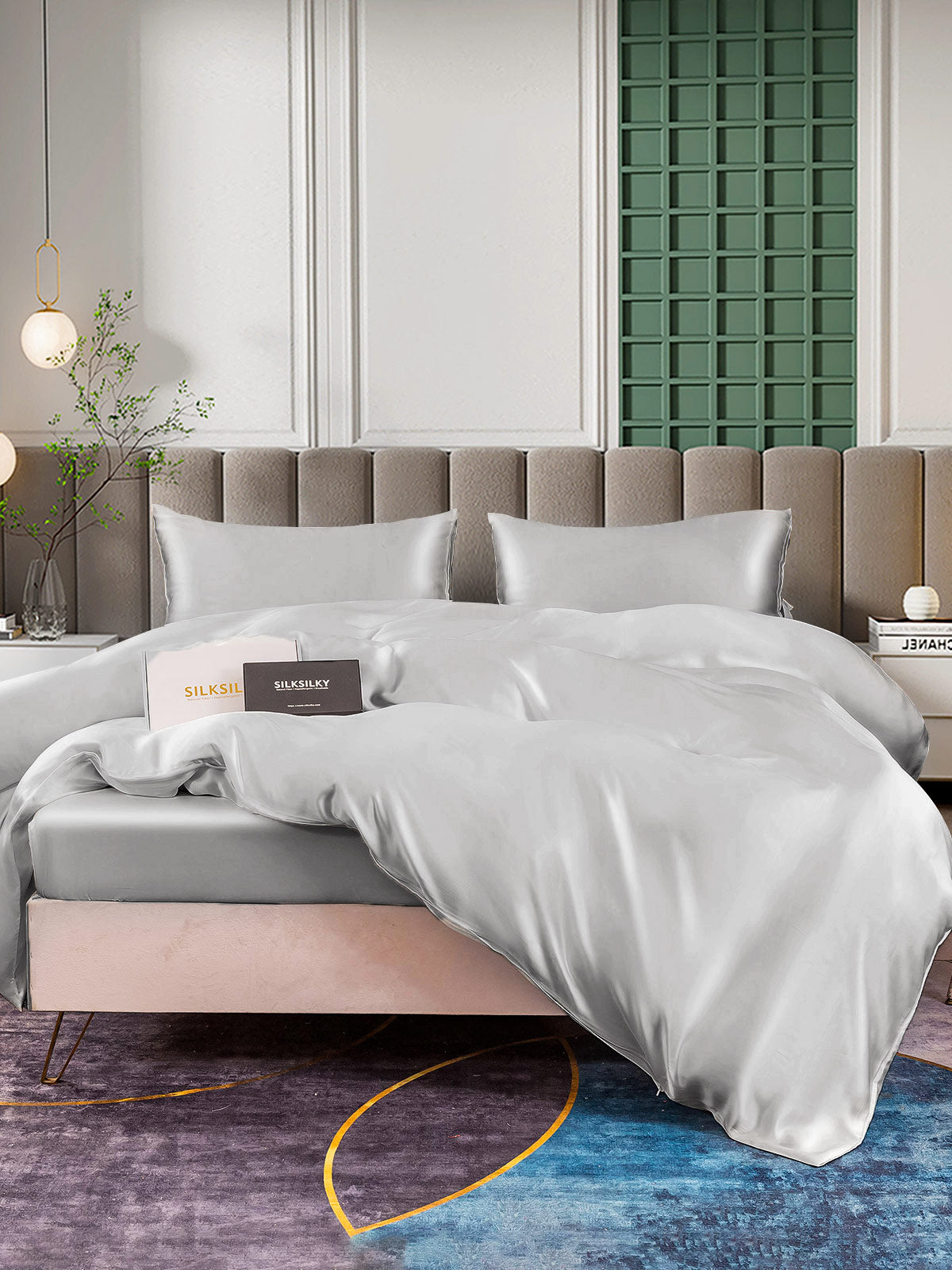 [Silver] SilkSilky-CA 25Momme Pure Silk Bedding Set 006