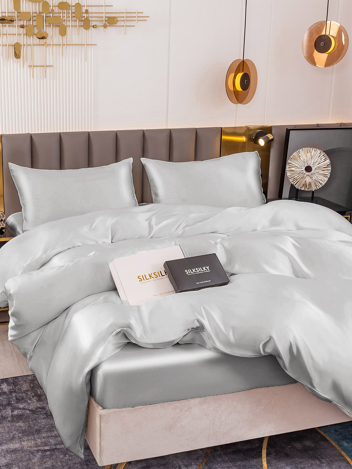 [Silver] SilkSilky-CA 25Momme Pure Silk Duvet Cover 001