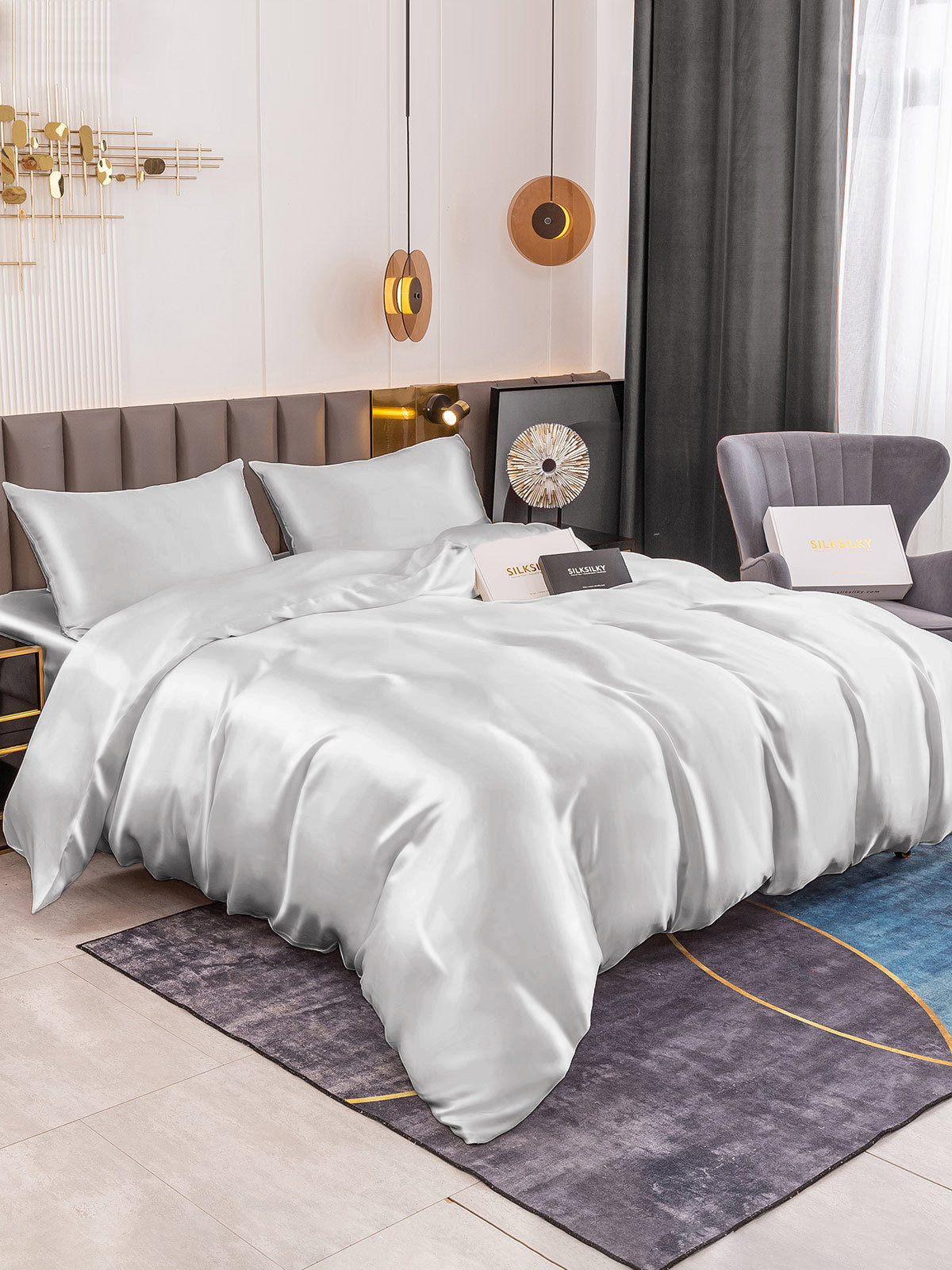 [Silver] SilkSilky-CA 25Momme Pure Silk Duvet Cover 002