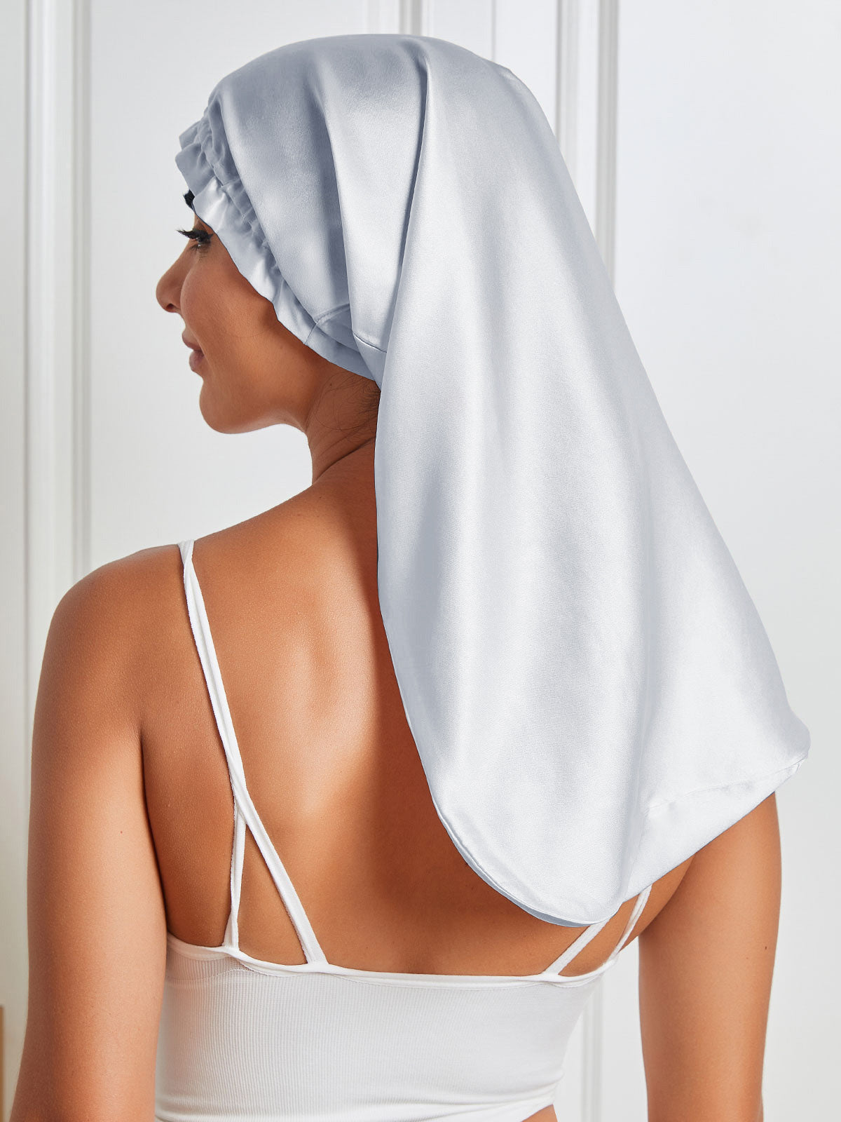 [Silver] SilkSilky-CA Pure Silk Sleep Cap 006