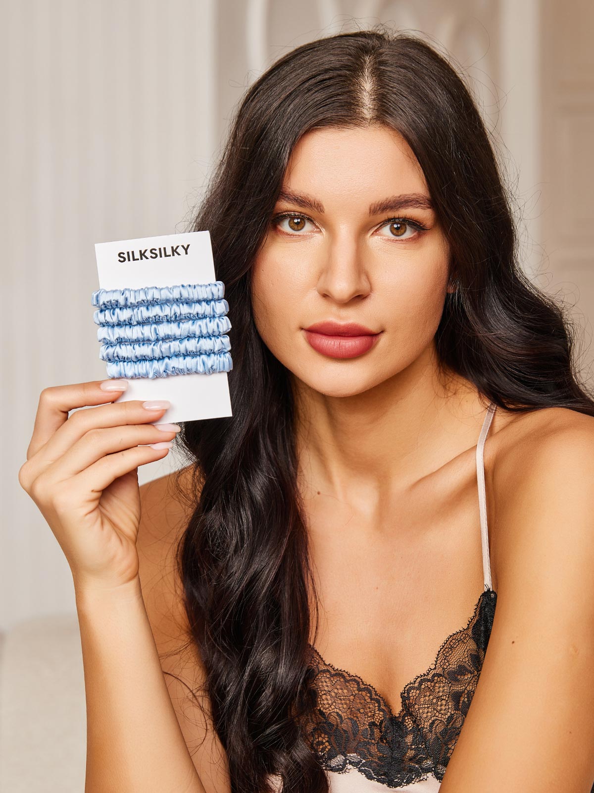 [Sky Blue] SilkSilky-CA 19Momme Scrunchie 001