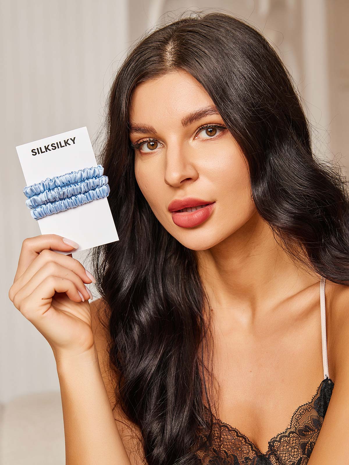 [Sky Blue] SilkSilky-CA 19Momme Scrunchie 001