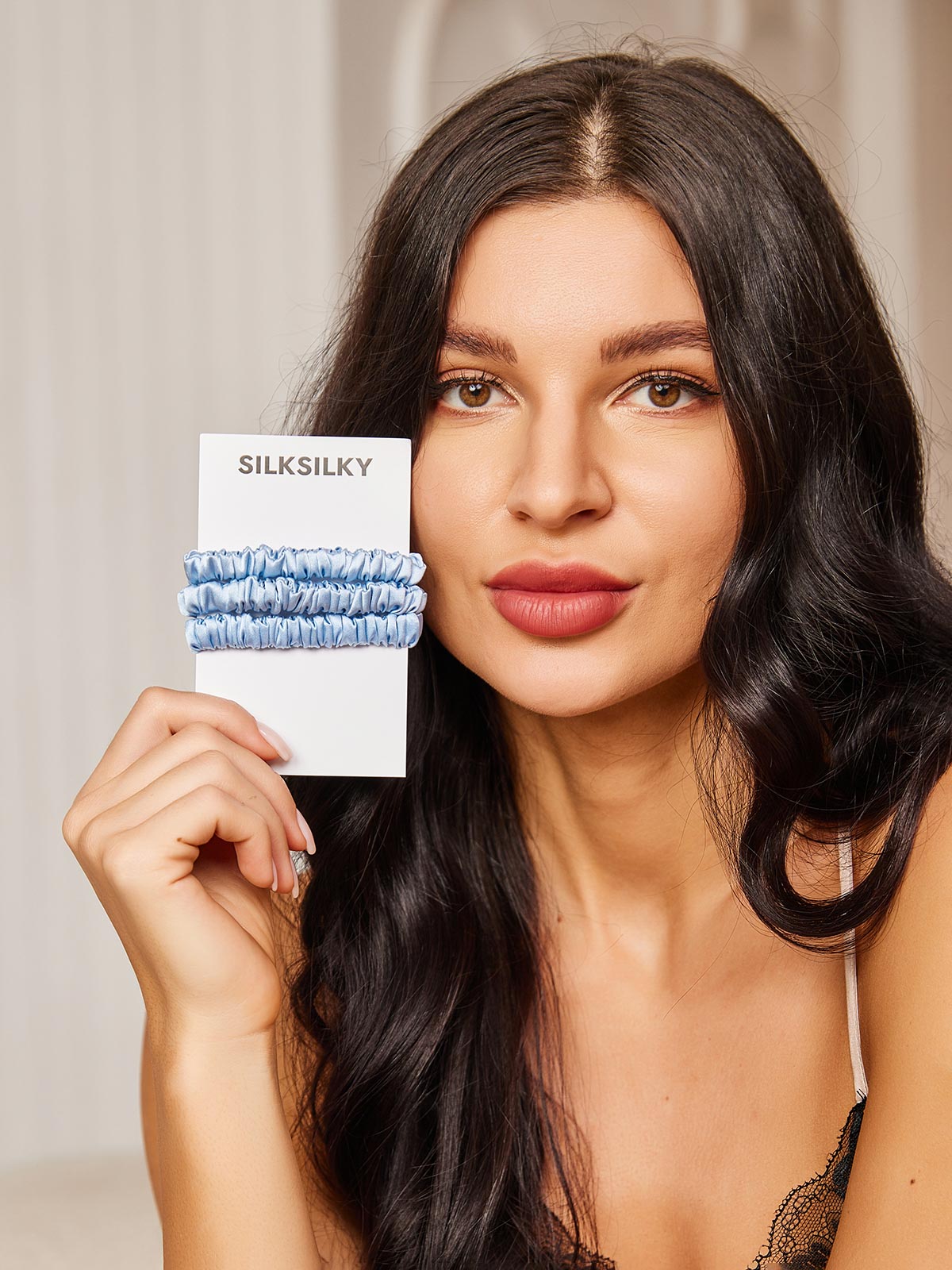 [Sky Blue] SilkSilky-CA 19Momme Scrunchie 002