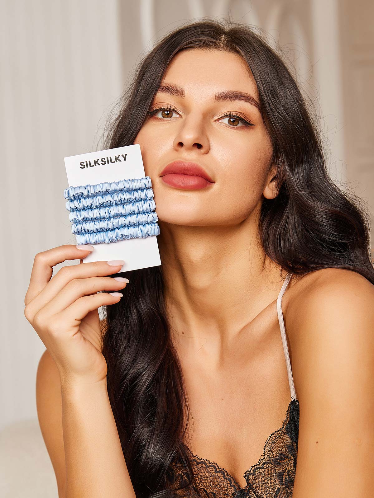 [Sky Blue] SilkSilky-CA 19Momme Scrunchie 002