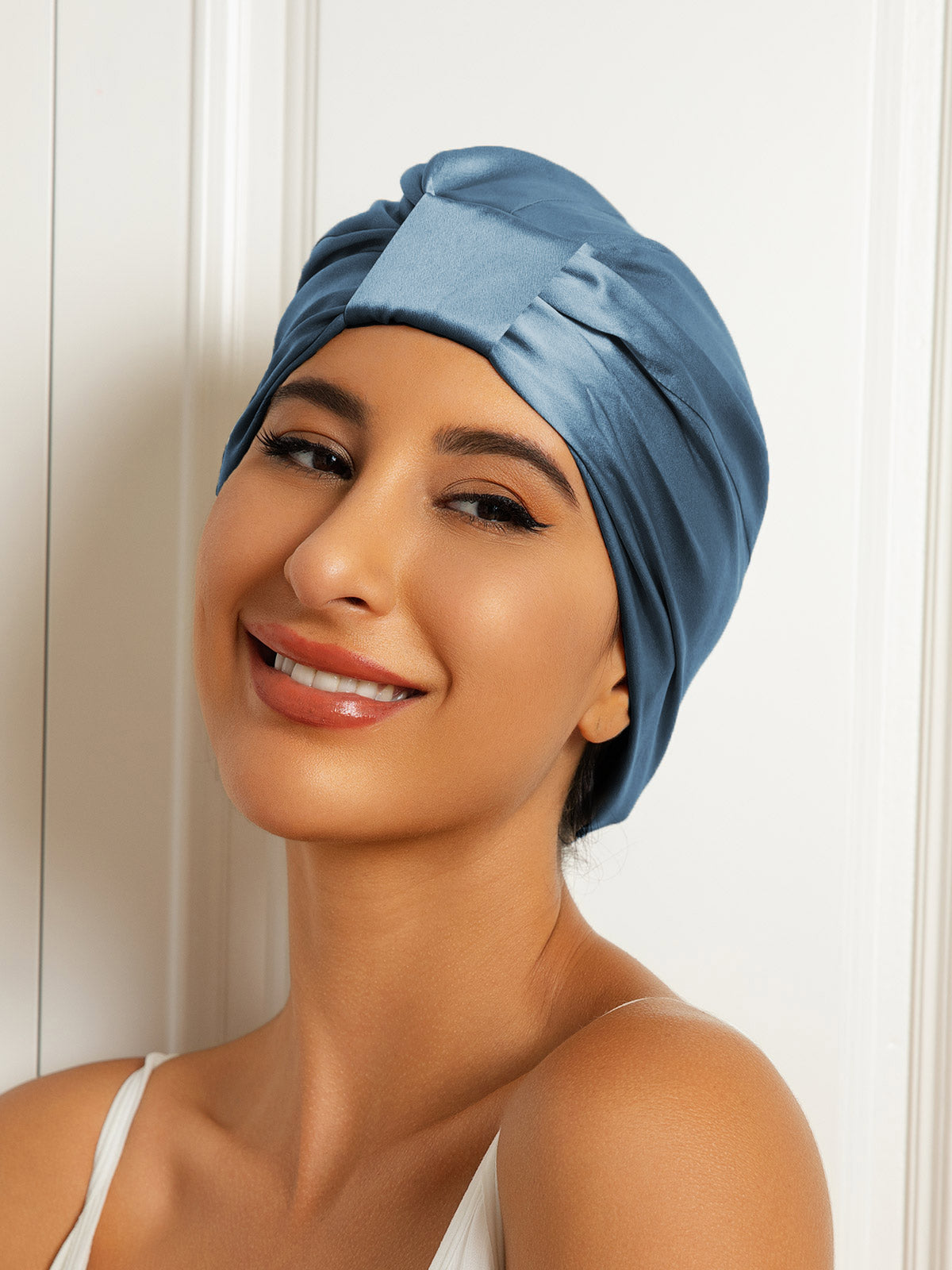 [Steel Blue] SilkSilky-CA Pure Silk Sleep Cap 001