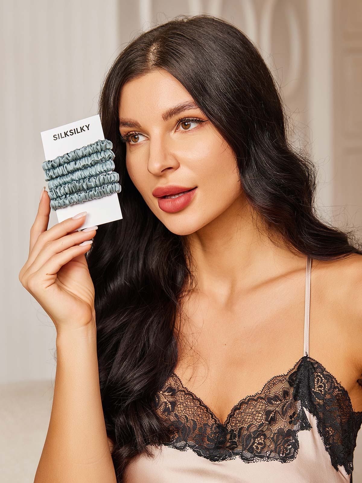 [Steel Blue] SilkSilky-CA 19Momme Scrunchie 001