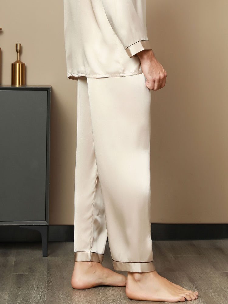 [Tan] SilkSilky-CA Pure Silk Mens Sleep Bottoms 002