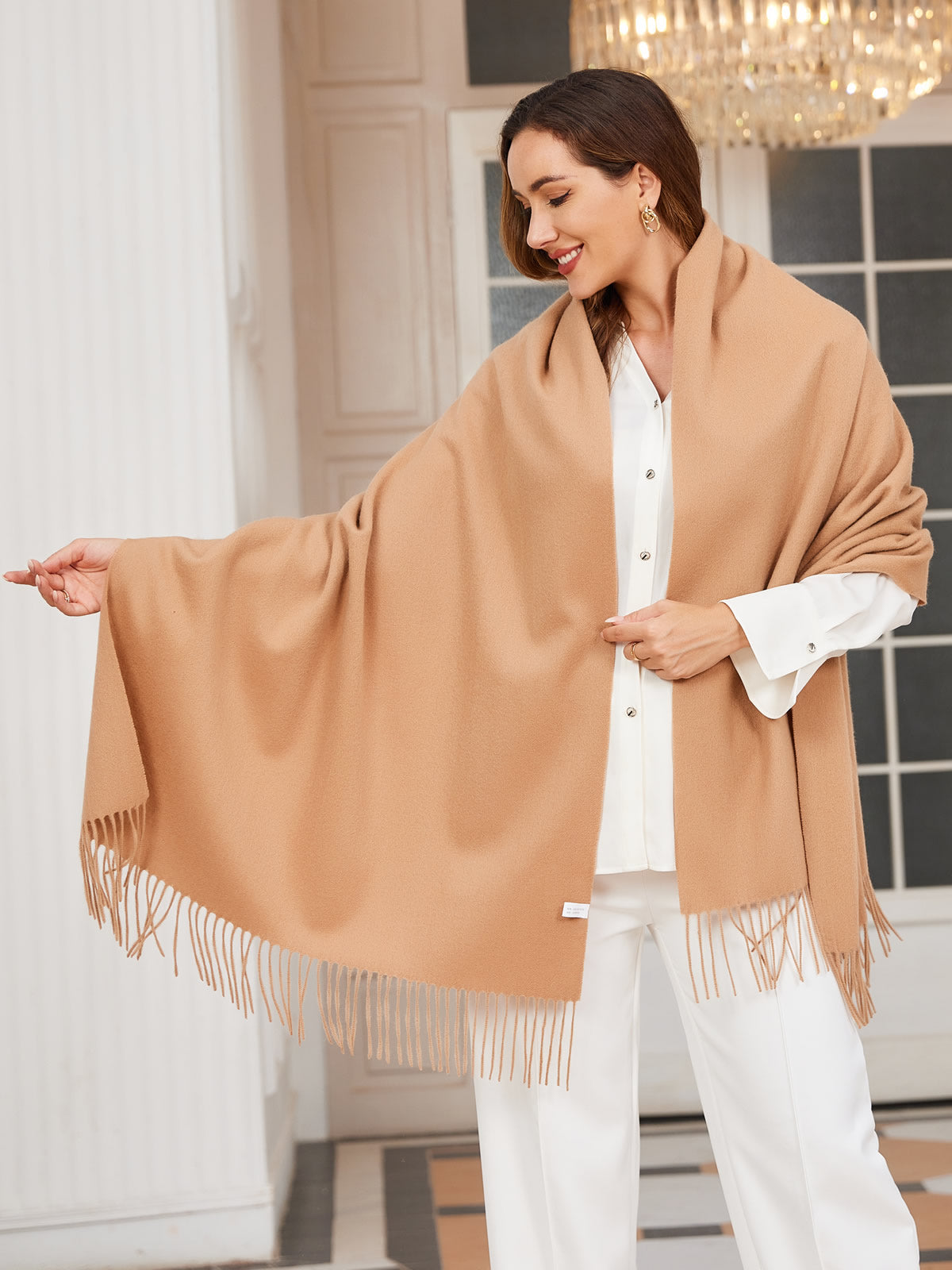 [Tan] SilkSilky-CA Wool Scarf 002