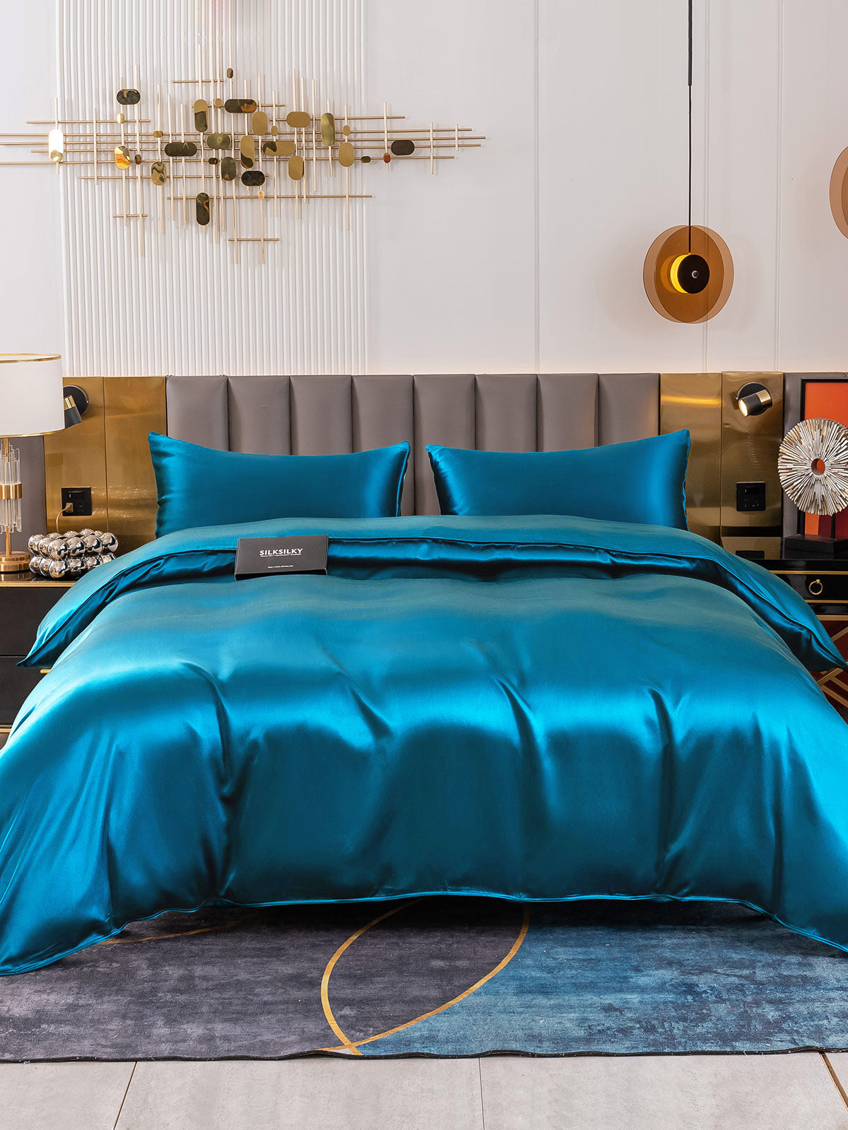 [Teal] SilkSilky-CA 19Momme Pure Silk Bedding Set 002