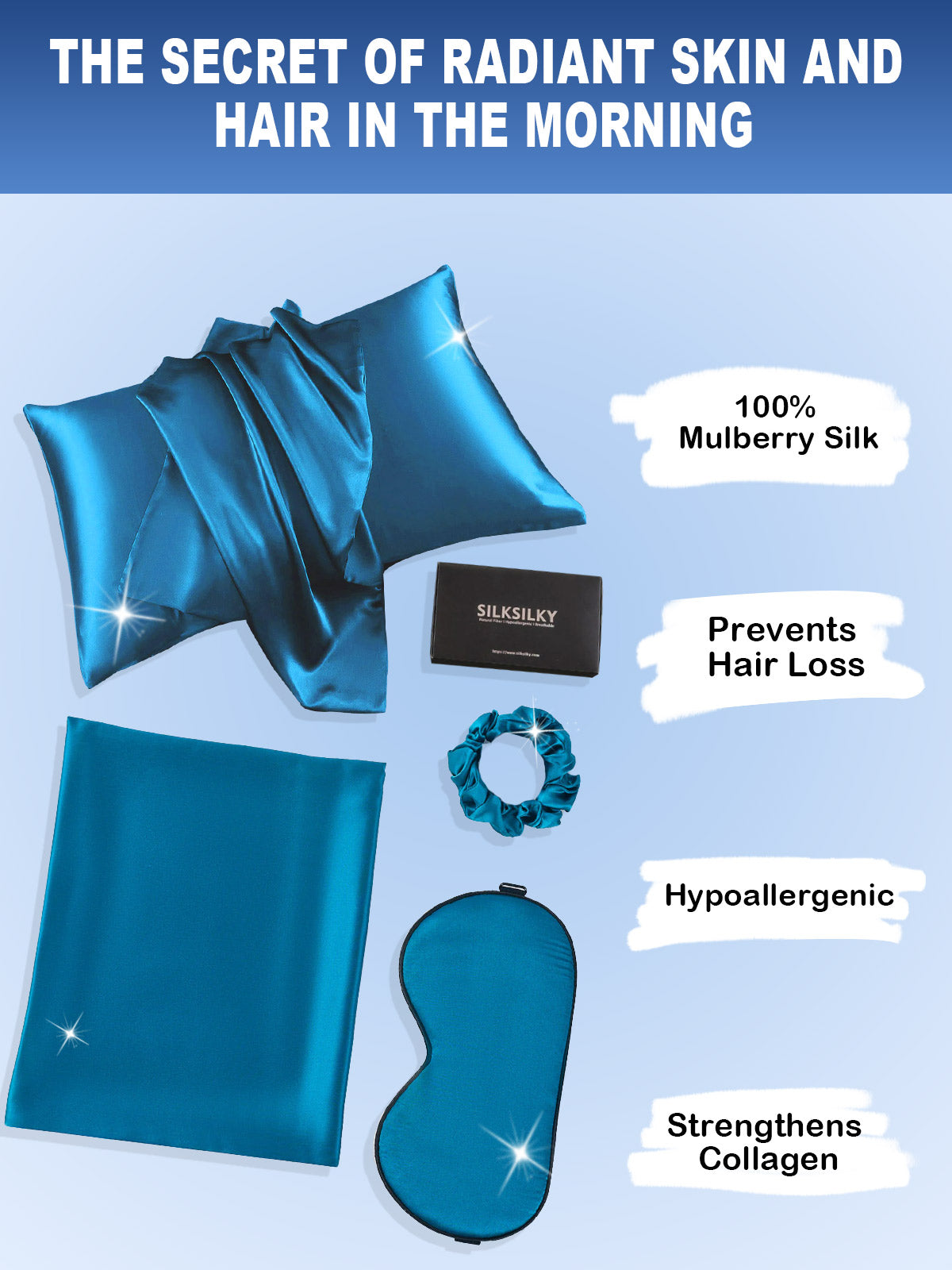 [Teal] SilkSilky-CA 19Momme Pure Silk Pillowcase Set 002
