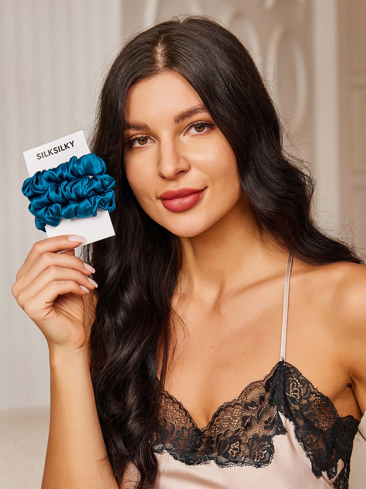 [Teal] SilkSilky-CA 19Momme Pure Silk Scrunchie 001
